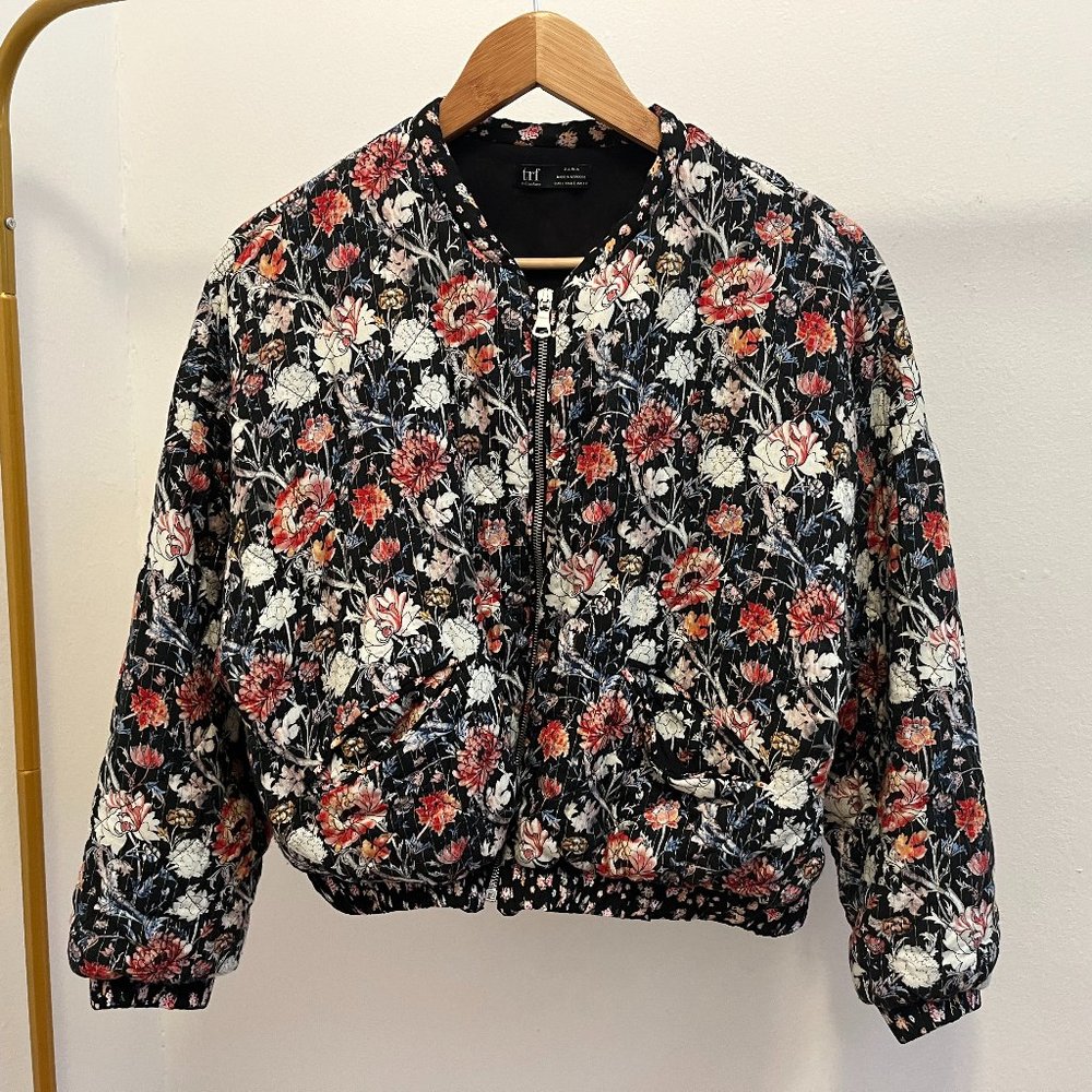Zara women floral bomber jacket